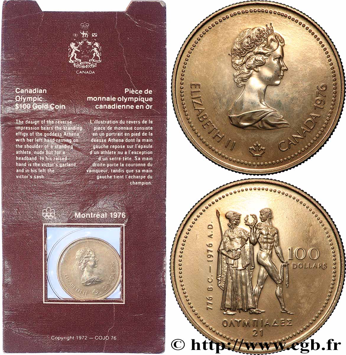 CANADA 100 Dollars, Jeux Olympiques de Montréal 1976  SPL 