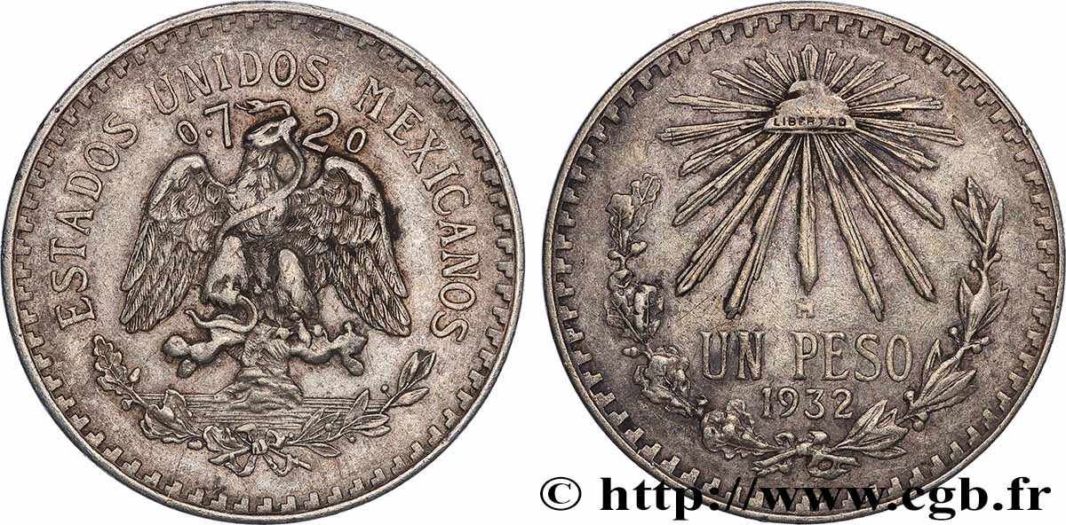 MEXIQUE 1 Peso 1932 Mexico TTB+ 