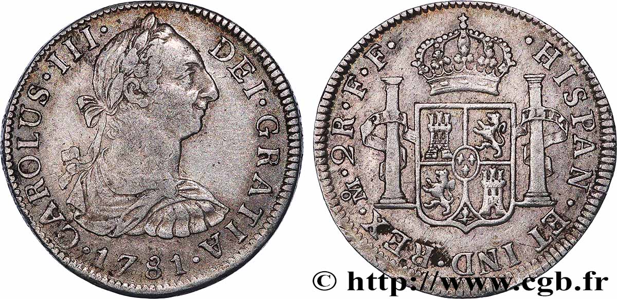 MEXIQUE - CHARLES III 2 Reales  1781 Mexico TTB 
