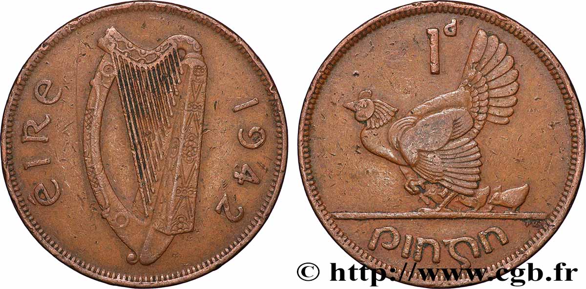 IRLANDA 1 Pingin (Penny) Eire 1942 Londres MBC 