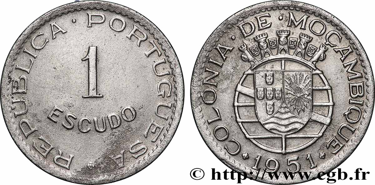 MOZAMBICO 1 Escudo colonie portugaise du Mozambique 1951 Lisbonne q.SPL 