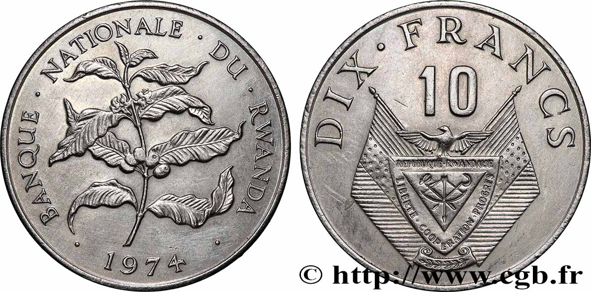 RUANDA 10 Francs 1974  EBC 