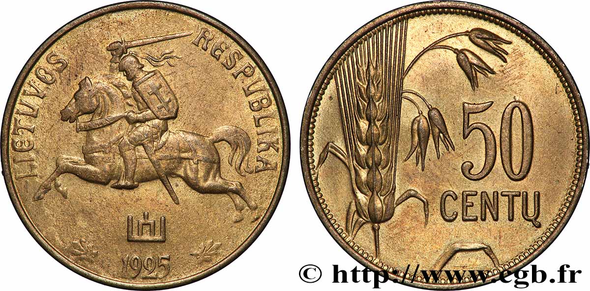 LITUANIA 50 Centu chevalier Vitis 1925 Kings Norton MBC+ 