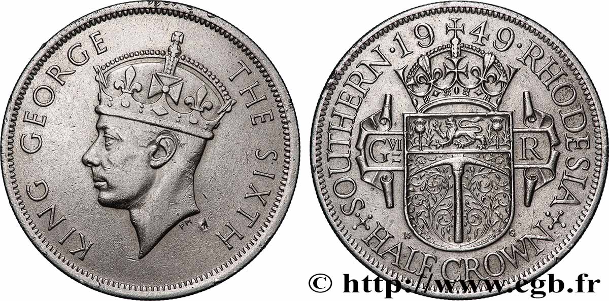 RODESIA MERIDIONALE 1/2 Crown Georges VI 1949 Londres BB 