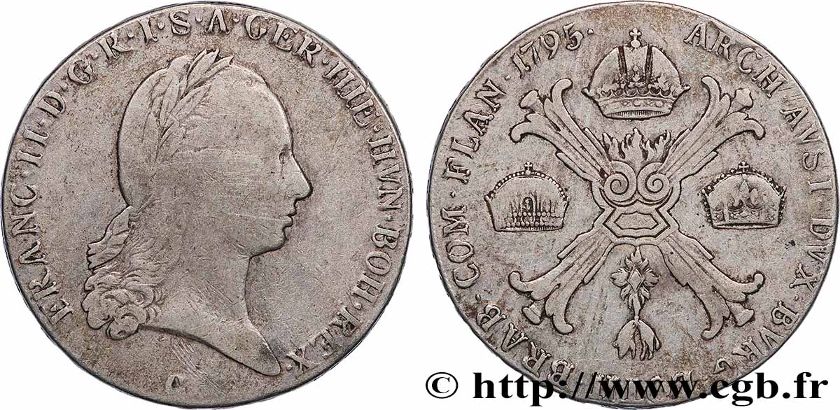 BELGIQUE - PAYS-BAS AUTRICHIENS 1 Kronenthaler François II 1795 Prague TB+ 