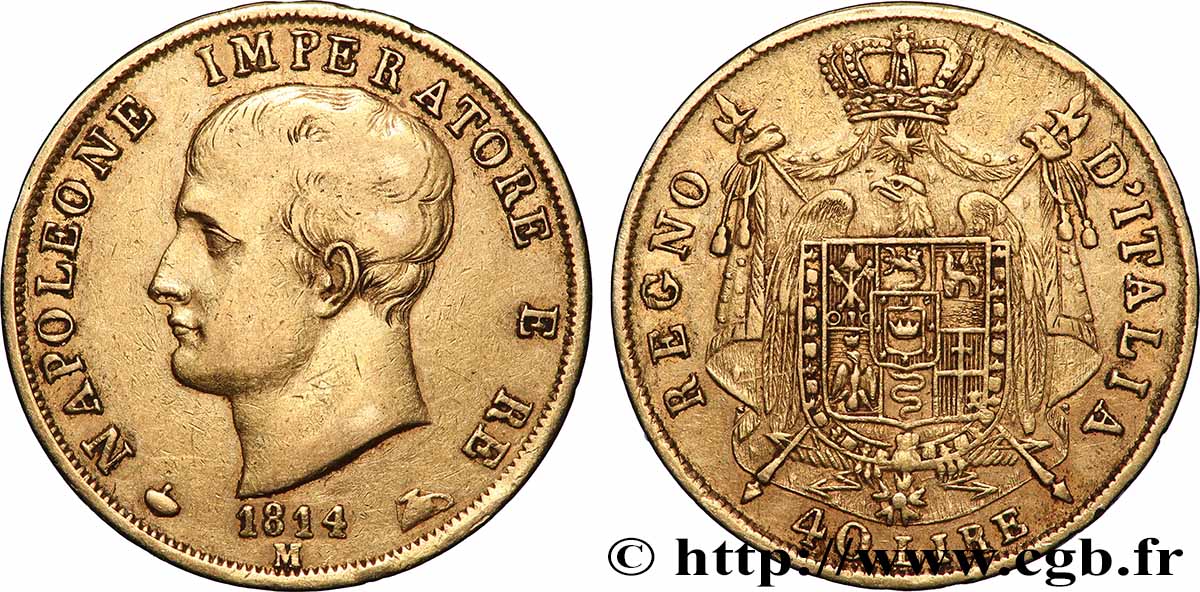 OR, PALLADIUM ET PLATINE INVESTISSEMENT 40 Lire 1814 Milan TTB 