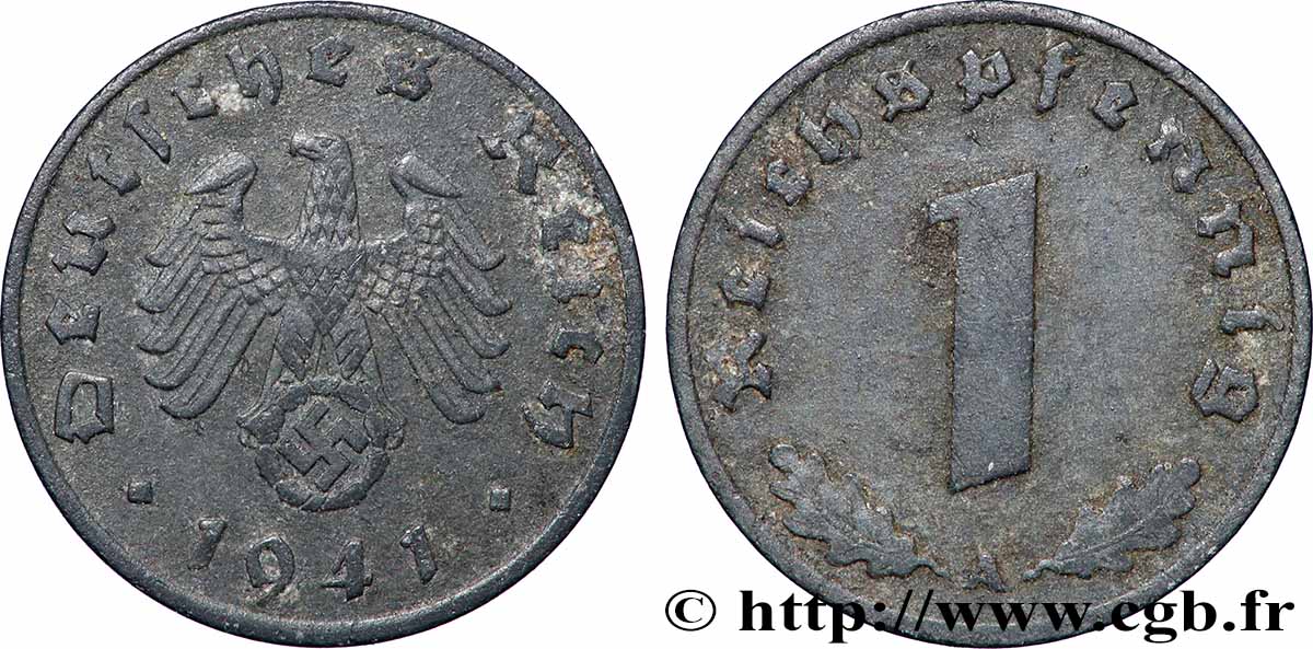GERMANIA 1 Reichspfennig aigle et swastika 1941 Berlin BB 