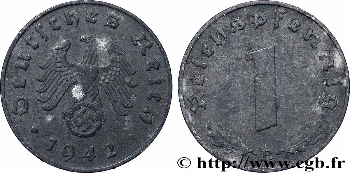 ALLEMAGNE 1 Reichspfennig aigle et swastika 1942 Vienne TTB 