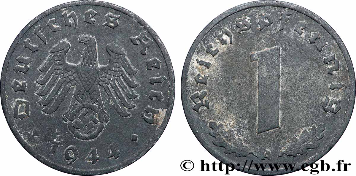 ALEMANIA 1 Reichspfennig aigle et swastika 1944 Berlin MBC 