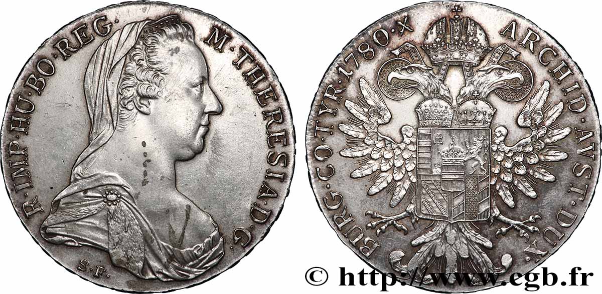 ARGENT D&nbsp;INVESTISSEMENT 1 Thaler (REFRAPPE) Marie-Thérèse 1780 Vienne SUP 