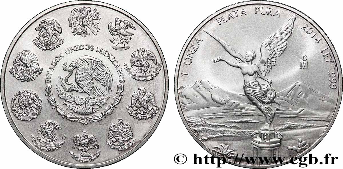ARGENT D&nbsp;INVESTISSEMENT 1 Onza (Once) Victoire ailée 2014 Mexico SPL 