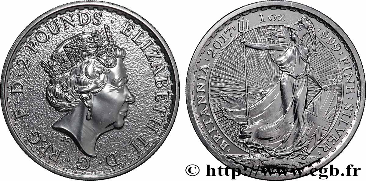 ARGENT D&nbsp;INVESTISSEMENT 2 Pounds Britannia 2017  SPL 