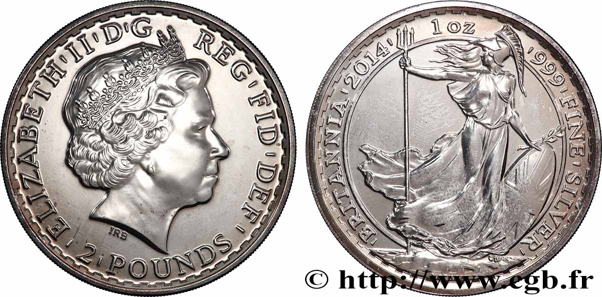 ARGENT D&nbsp;INVESTISSEMENT 2 Pounds Britannia 2014  SPL 