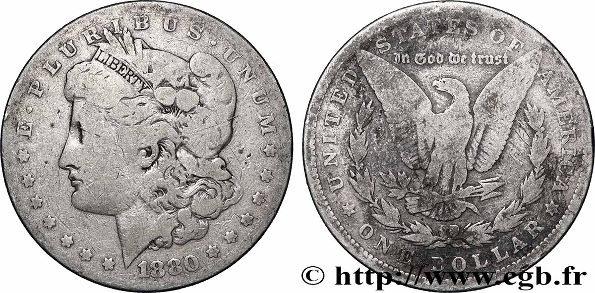 ARGENTO INVESTIMENTO 1 Dollar type Morgan 1880 Philadelphie MB 