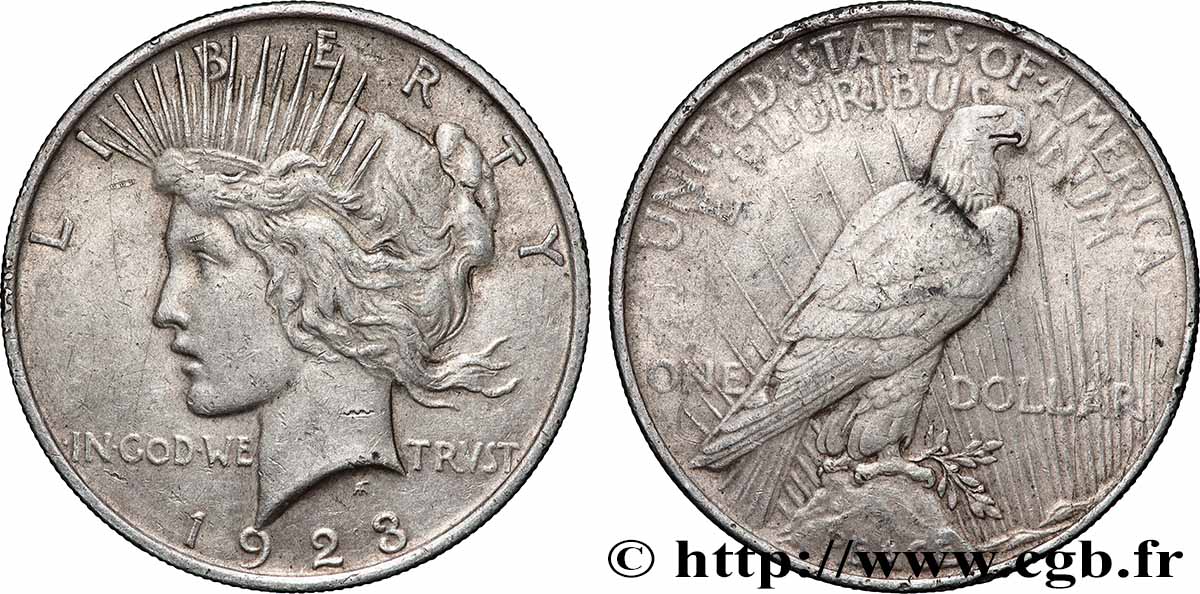 ARGENT D&nbsp;INVESTISSEMENT 1 Dollar Peace 1923 Philadelphie TTB 
