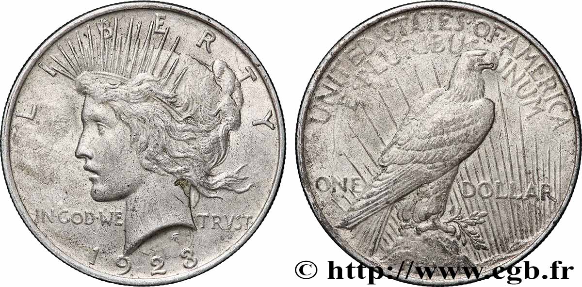 ARGENT D&nbsp;INVESTISSEMENT 1 Dollar Peace 1923 Philadelphie TTB 