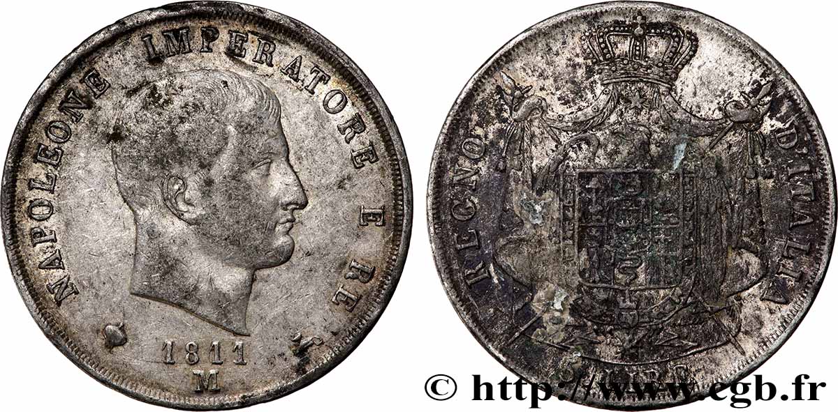 ARGENT D&nbsp;INVESTISSEMENT 5 Lire 1811 Milan TB+ 