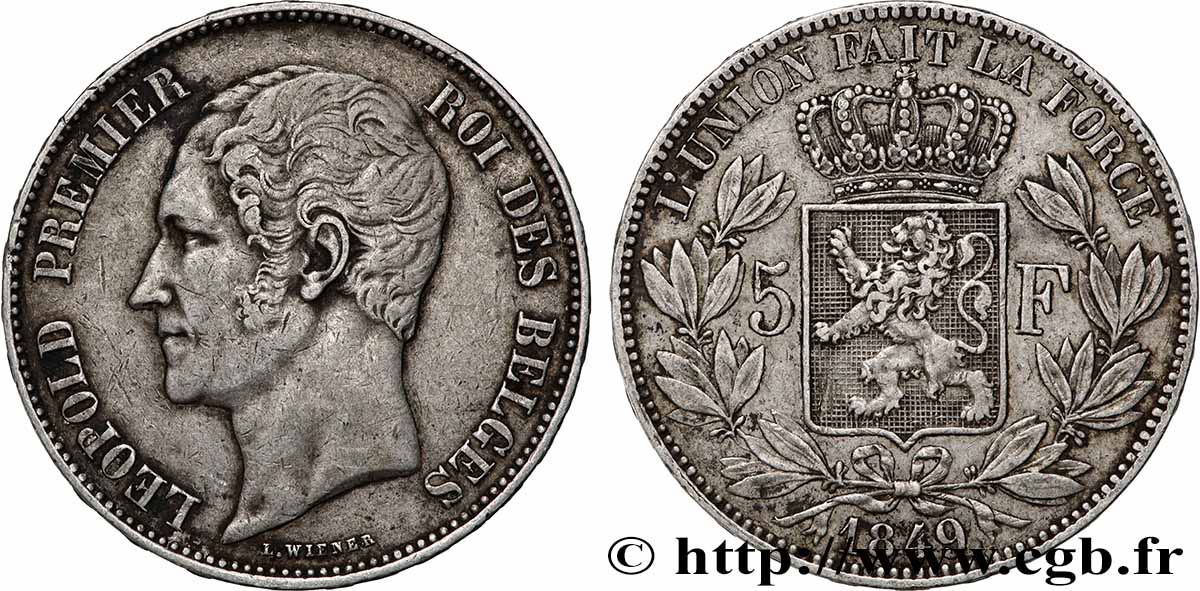 PLATA INVERSIÓN 5 Francs tête nue 1849  MBC 