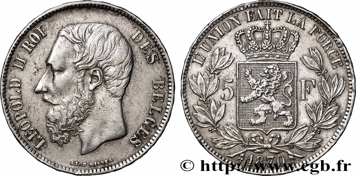 ARGENT D&nbsp;INVESTISSEMENT 5 Francs 1870  TTB+ 