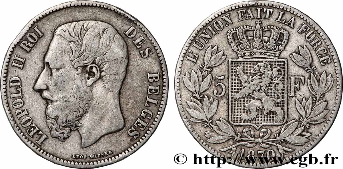SILVER INVESTMENT 5 Francs 1870  XF 