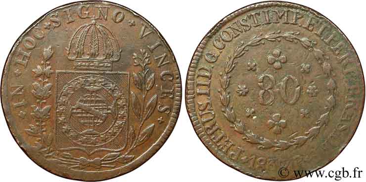BRASILE 80 Reis Pierre II (Pedro) 1832 Rio de Janeiro q.SPL 
