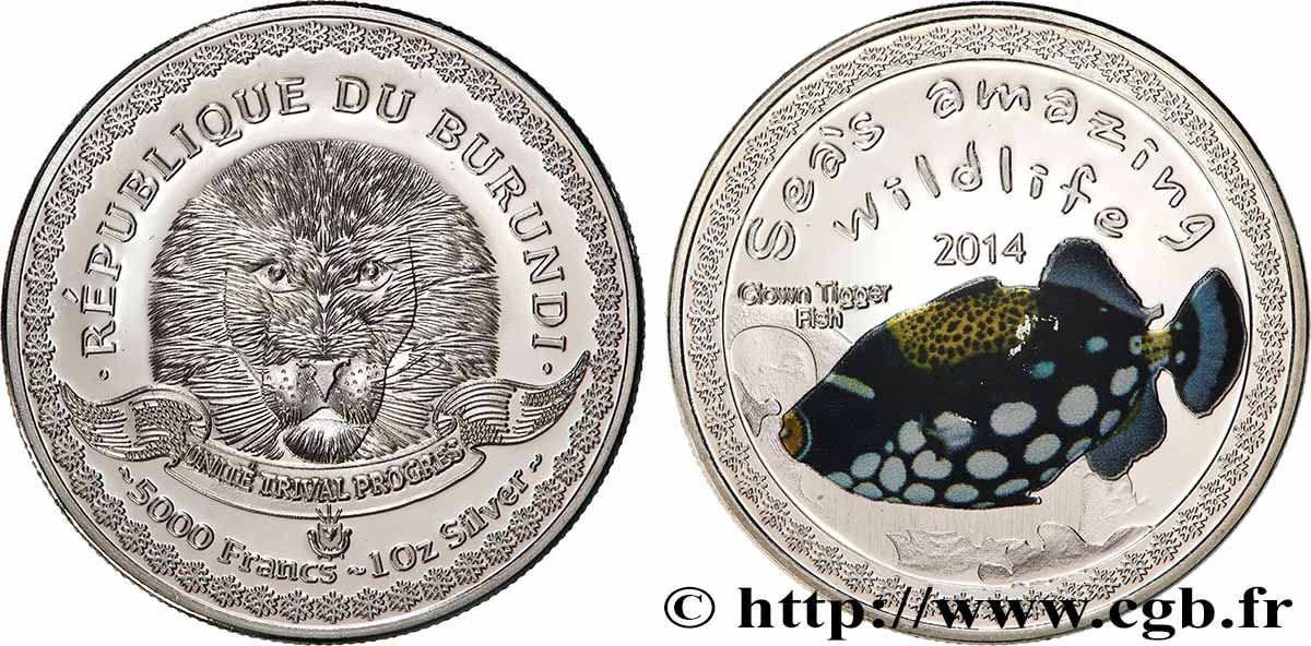 BURUNDI 5000 Francs Poisson baliste clown 2014  ST 