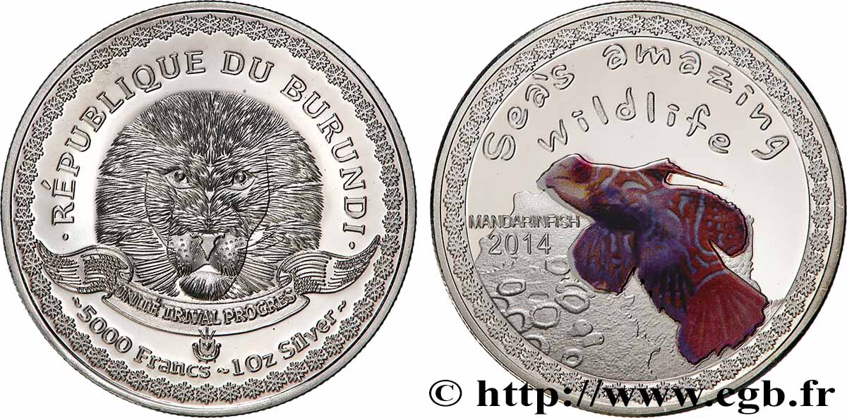 BURUNDI 5000 Francs Poisson Mandarin 2014  MS 