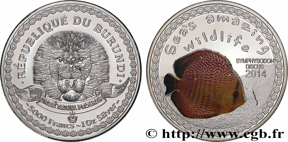 BURUNDI 5000 Francs Poisson Discus 2014  MS 