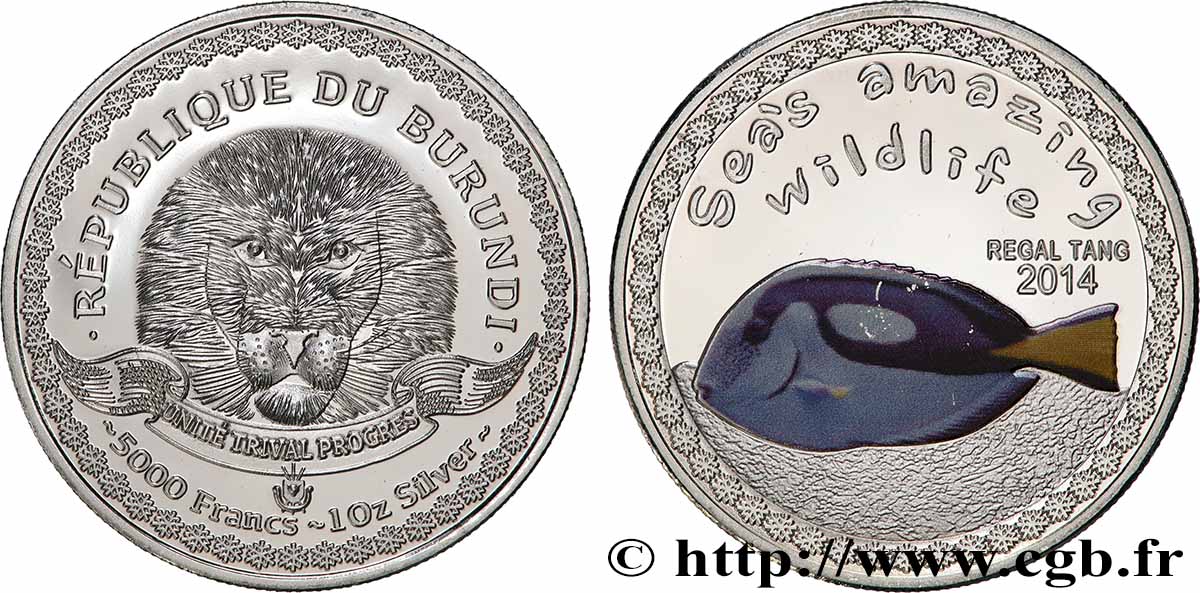 BURUNDI 5000 Francs Poisson Chirurgien Bleu 2014  ST 