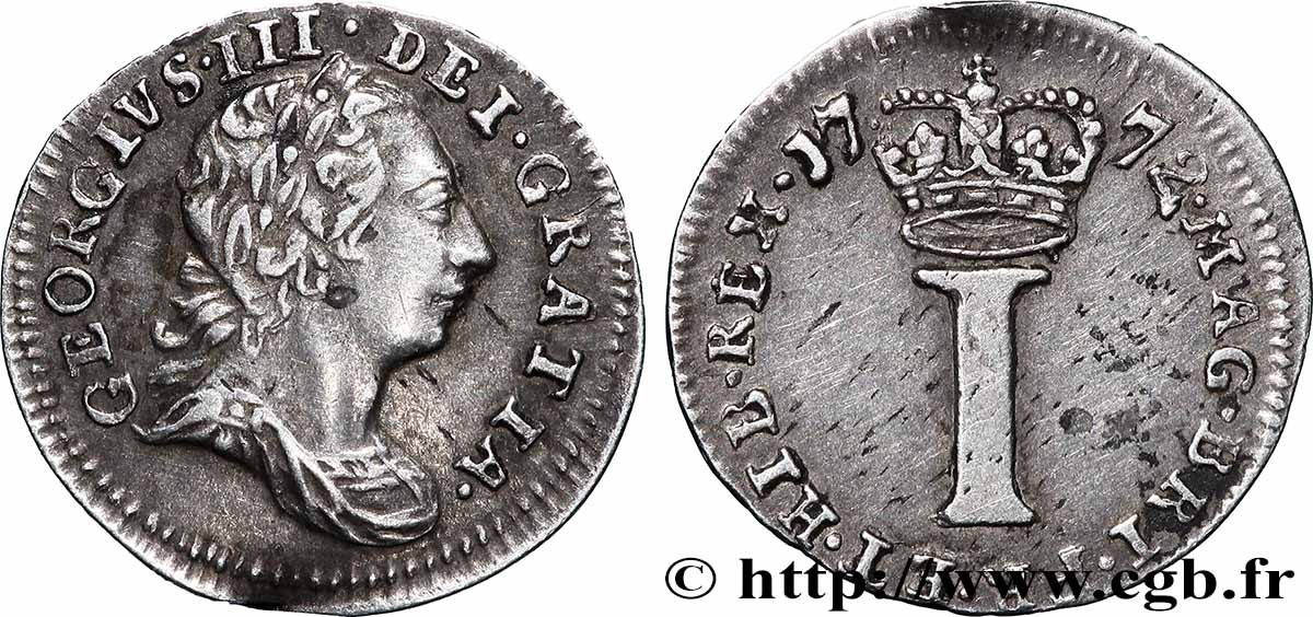 ROYAUME-UNI 1 Penny (Maundy) Georges III 1772 Londres SUP 