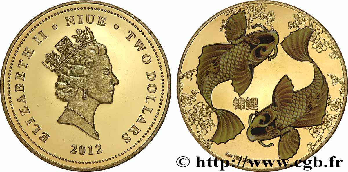 NIUE 2 Dollars Proof Feng Shui 2012  fST 