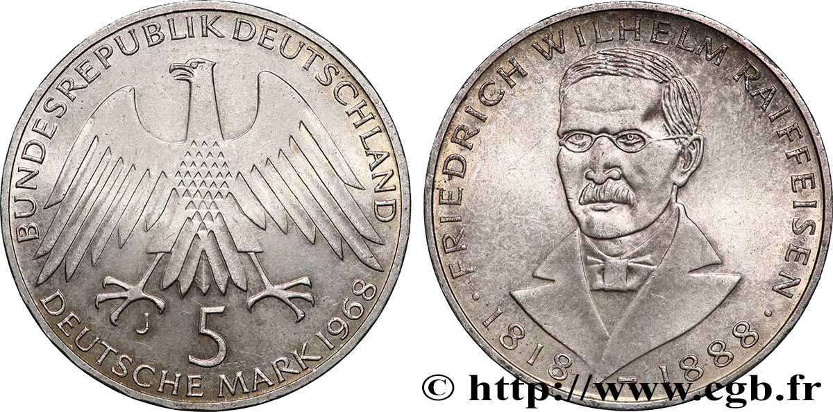 GERMANY 5 Mark Friedrich Wilhelm Raiffeisen 1968 Hambourg AU 