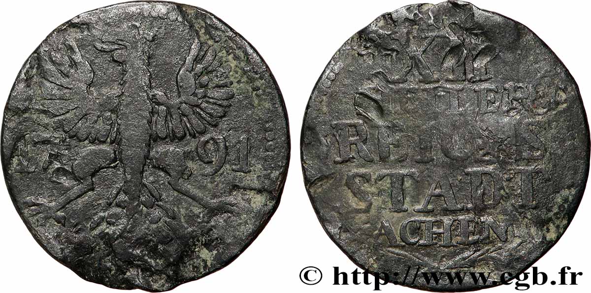 DEUTSCHLAND - AACHEN 12 Heller ville de Aachen aigle 1791  S 