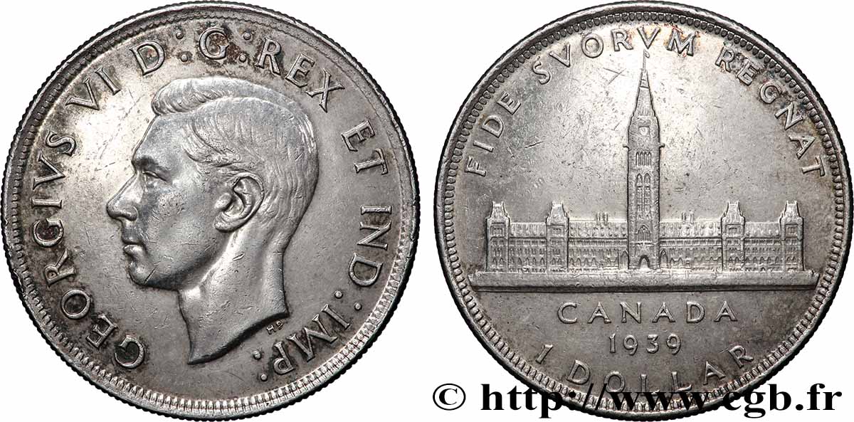 CANADA 1 Dollar Georges VI - visite royale au parlement 1939  TTB+ 