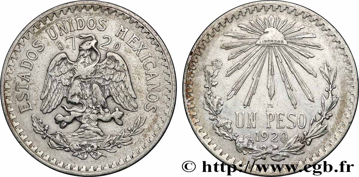 MEXIQUE 1 Peso  1920 Mexico TTB 