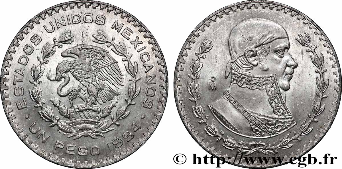 MEXIQUE 1 Peso Jose Morelos y Pavon / aigle 1964 Mexico SPL 