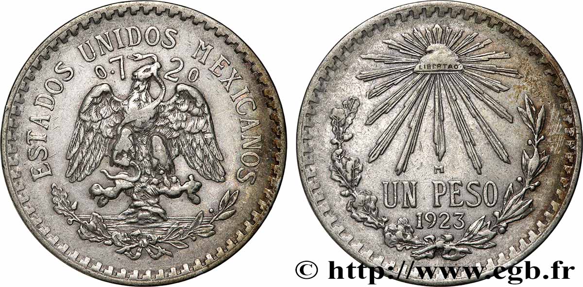 MEXIQUE 1 Peso  1923 Mexico TTB 