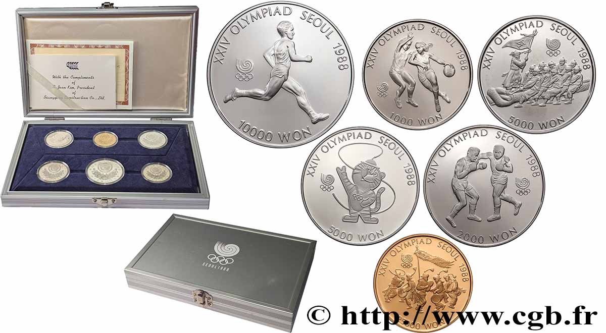 CORÉE DU SUD Coffret 6 monnaies XXIV olympiade Séoul 1988  1986  FDC 