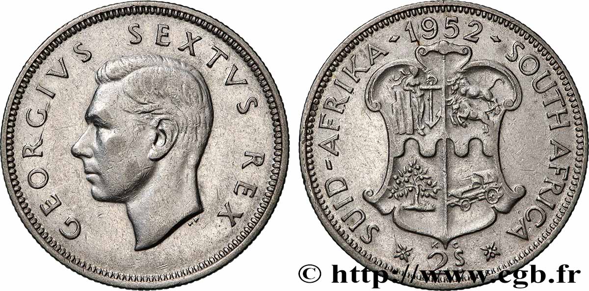 AFRIQUE DU SUD 2 Shillings Georges VI 1952 Pretoria TTB 