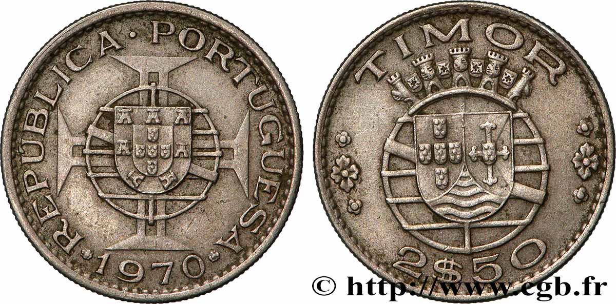 TIMOR 2,5 Escudos Colonie Portugaise 1970 Lisbonne SUP 