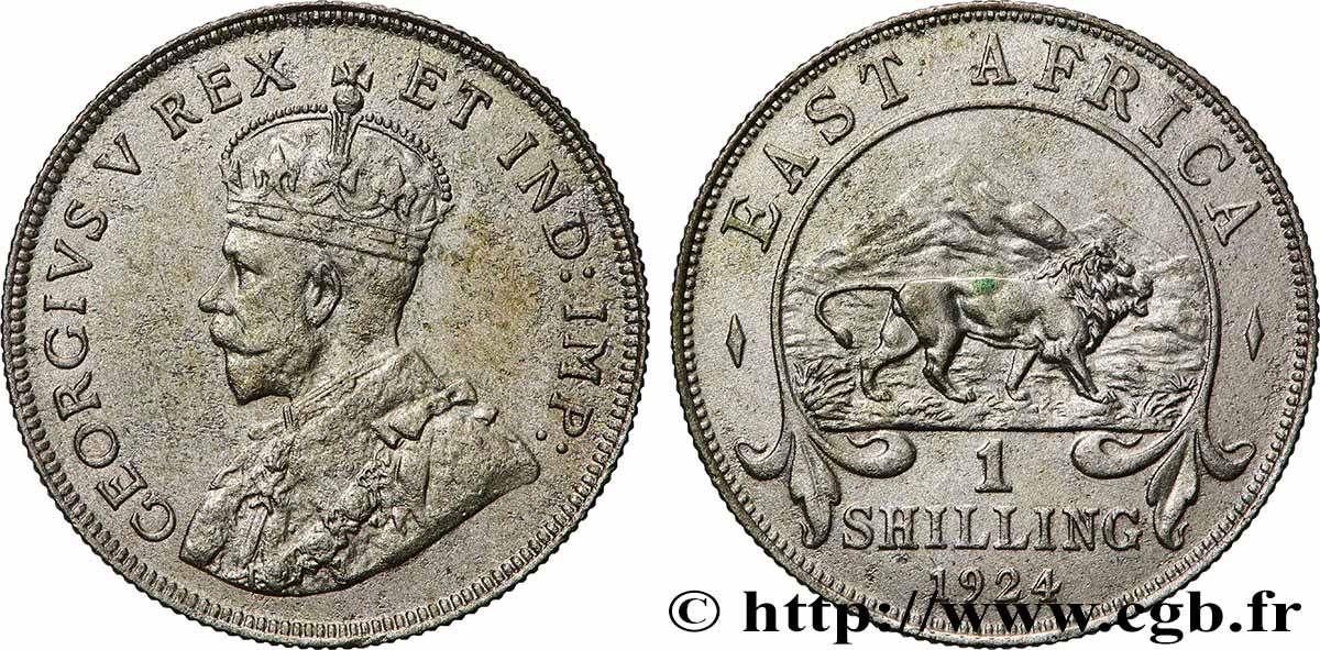 ÁFRICA ORIENTAL BRITÁNICA 1 Shilling Georges V 1924 British Royal Mint MBC 