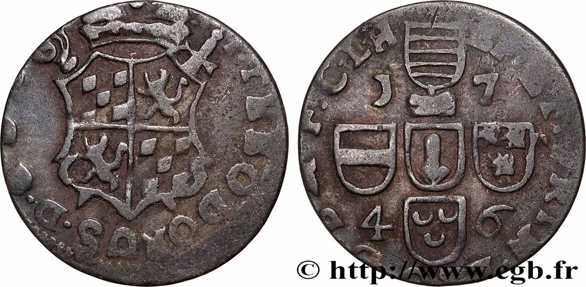 BELGIQUE - PRINCIPAUTÉ ÉPISCOPALE DE LIÈGE 1 Liard Évéché de Liège frappe au nom de Jean-Théodore de Bavière 1746 Liège TB+ 