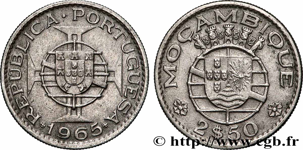 MOZAMBIQUE 2 1/2 Escudos colonie portugaise du Mozambique 1965 Lisbonne SUP 