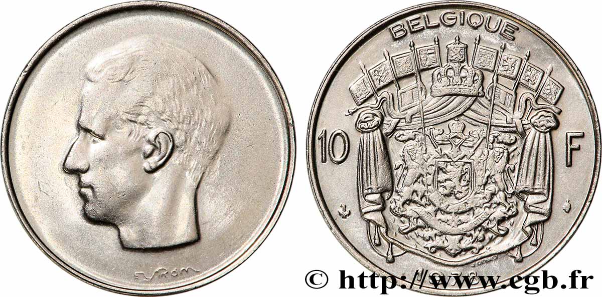 BELGIUM 10 Francs roi Baudouin légende française 1978 Bruxelles AU 