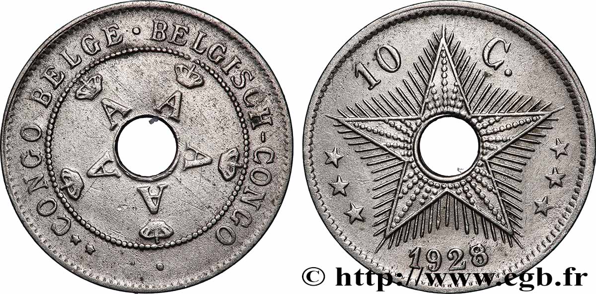 CONGO BELGE 10 Centimes Albert Ier 1928 Bruxelles TTB 