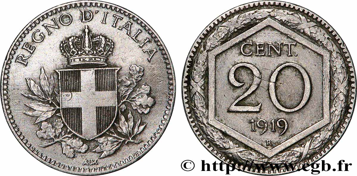 ITALIE 20 Centesimi écu 1919 Rome  TTB 