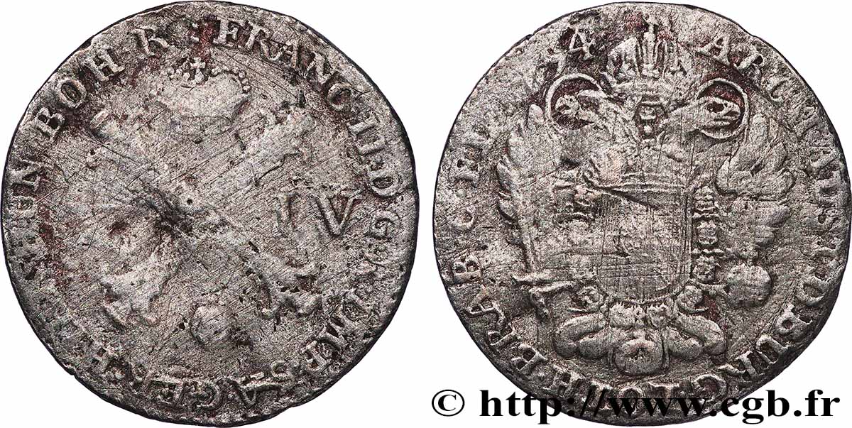 BELGIQUE - PAYS-BAS AUTRICHIENS 14 Liards Pays-Bas Autrichiens frappe au nom de François II / armes 1794 Bruxelles TB 