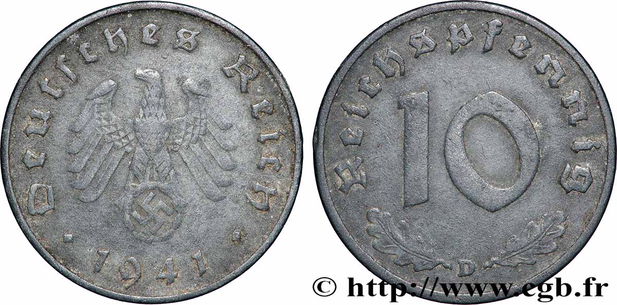 ALLEMAGNE 10 Reichspfennig  1941 Munich TTB 