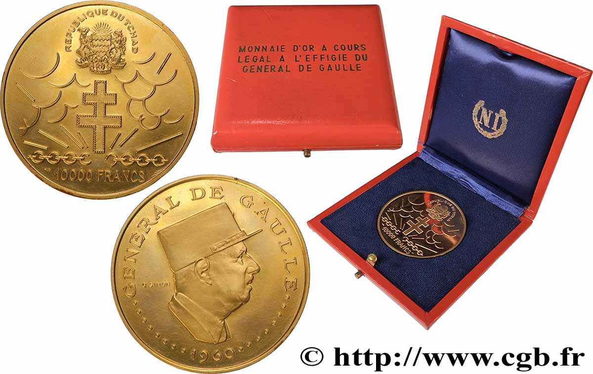 TCHAD 10.000 Francs or, 10e anniversaire de l’indépendance, avec NI 1970 Paris SPL 