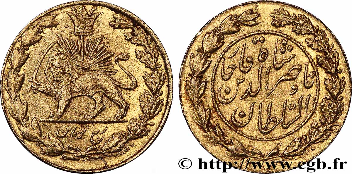 PERSIA - MOZAFFAR AD-DIN SHAH 1/5 Toman (200 dinars) N.D.  AU 